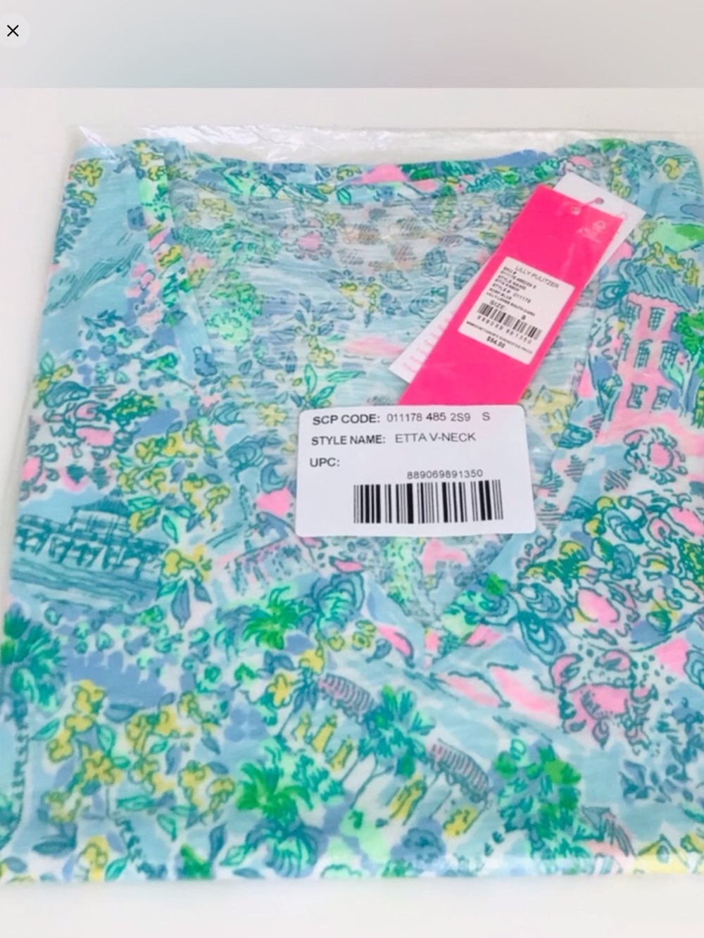 Lilly Pulitzer Etta V-Neck Top Lilly Loves South Carolina NEW In Pack